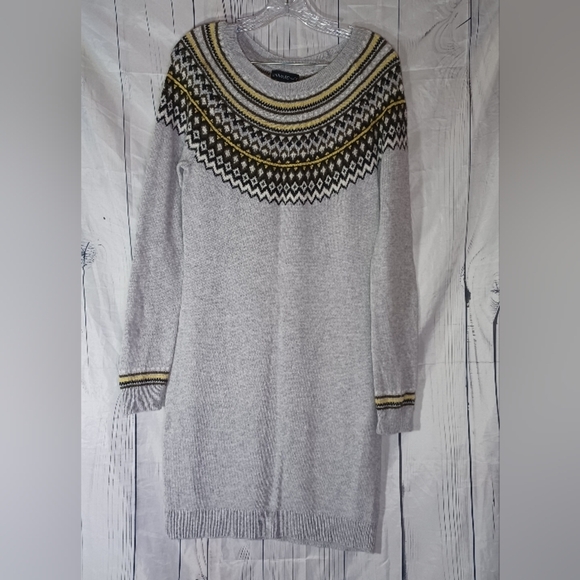 Cynthia Rowley Dresses & Skirts - Cynthia Rowley Wool Blend Grey Fair Isle Sweater Dress - Women's M